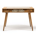 Mesa de oficina 120x60x75 cm - madera natural - estilo rústico moderno con 2 cajones